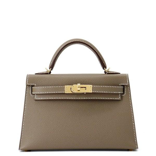 エルメス ハンドバッグ ミニケリー2 外縫い エトゥープ/ゴールド金具 エプソン K刻印 2wayショルダー
