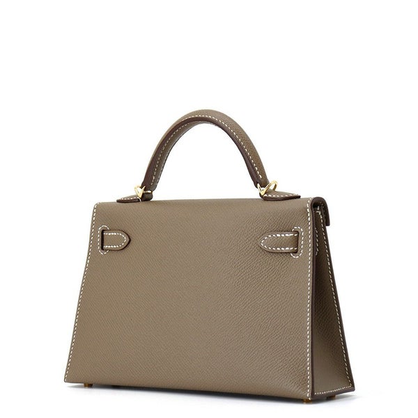 エルメス ハンドバッグ ミニケリー2 外縫い エトゥープ/ゴールド金具 エプソン K刻印 2wayショルダー