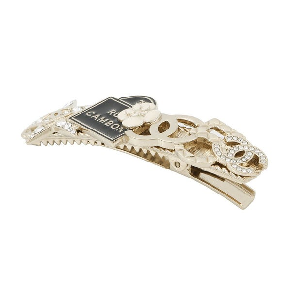 シャネル ヘアクリップ ココマーク カメリア ラインストーン メタル B22C CHANEL ヘアアクセサリー ヘアピン