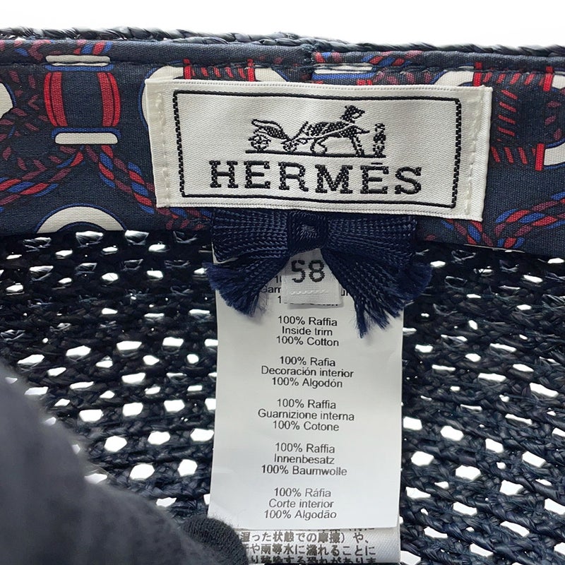 エルメス キャスケット ガラテ ラフィア サイズ58 HERMES 帽子