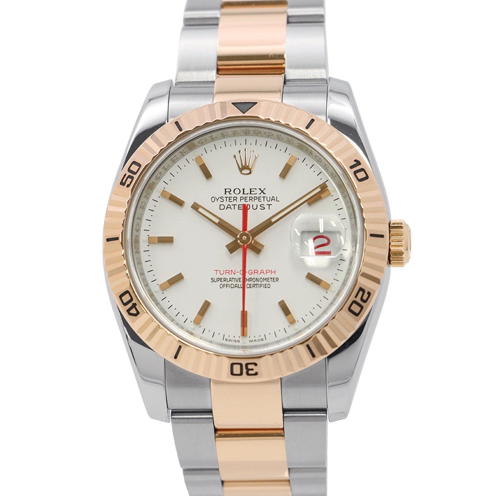 ロレックス デイトジャスト ターノグラフ SS/K18PGピンクゴールド D番 116261 ROLEX 腕時計 白文字盤 ロレックス デイトジャスト ターノグラフ D番 SS/K18PGピンクゴールド