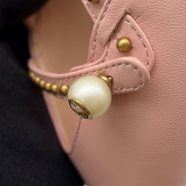 グッチ ミュール バンブーヒール ハート フェイクパール レディースサイズ 34 1/2 GUCCI パンプス