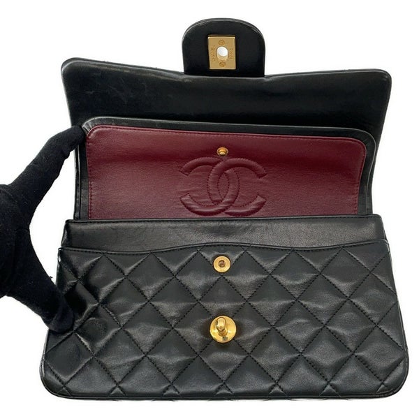 シャネル チェーンショルダーバッグ マトラッセ23 ココマーク ダブルチェーン ラムスキン A01113 CHANEL 黒