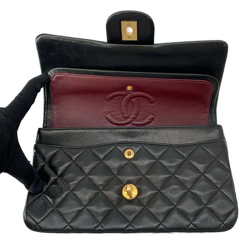 シャネル チェーンショルダーバッグ マトラッセ23 ココマーク ダブルチェーン ラムスキン A01113 CHANEL 黒