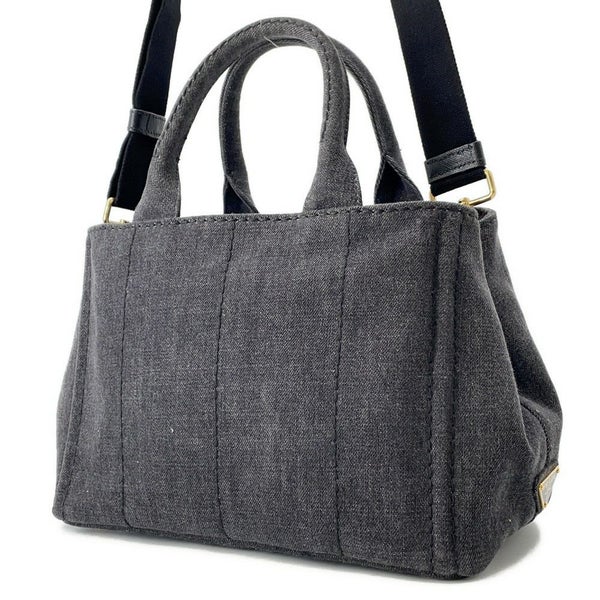 プラダ トートバッグ カナパ CANAPA デニム 1BG439 PRADA 2wayショルダーバッグ 黒