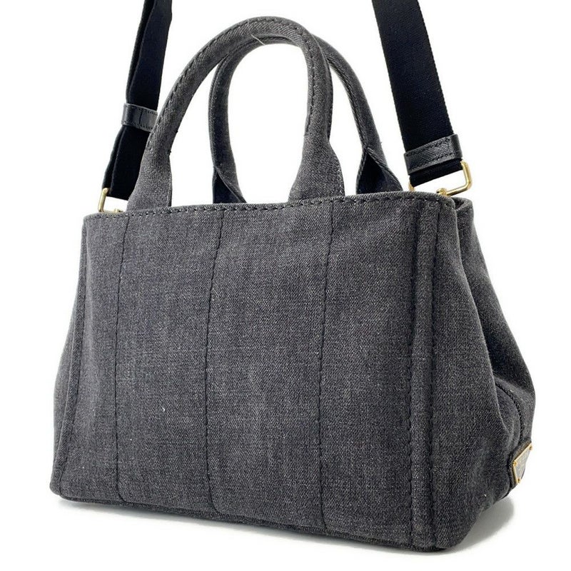 プラダ トートバッグ カナパ CANAPA デニム 1BG439 PRADA 2wayショルダーバッグ 黒