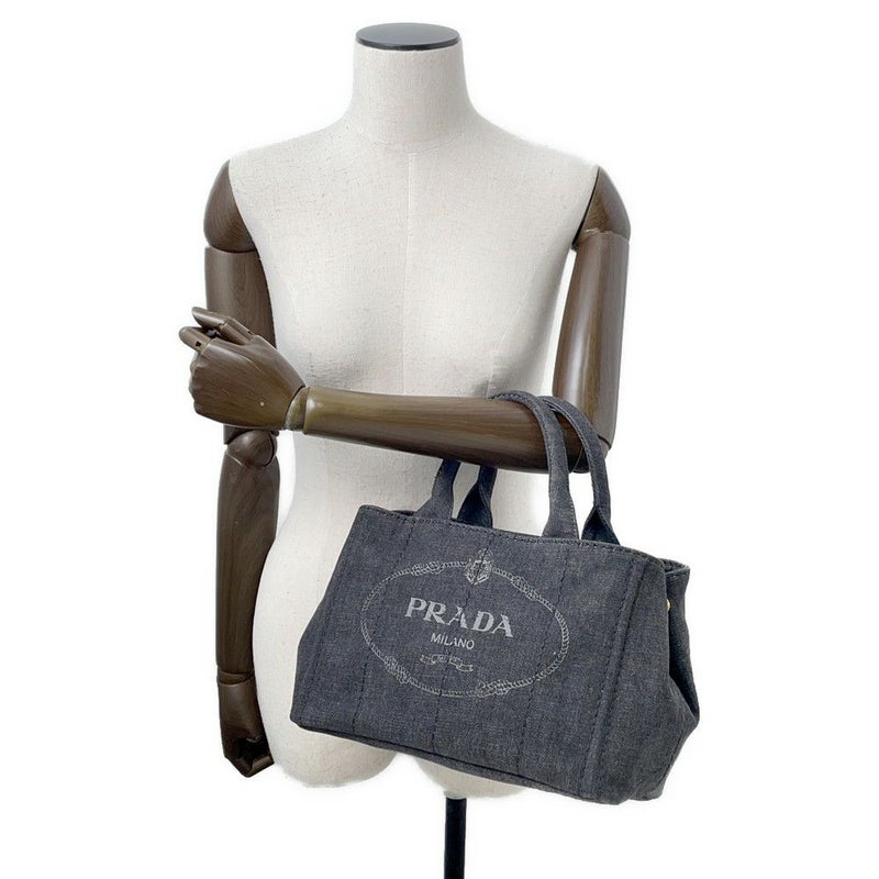 プラダ トートバッグ カナパ CANAPA デニム 1BG439 PRADA 2wayショルダーバッグ 黒