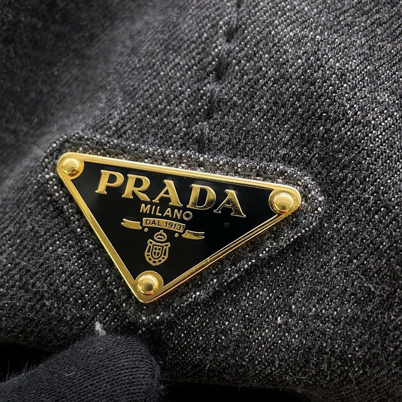 プラダ トートバッグ カナパ CANAPA デニム 1BG439 PRADA 2wayショルダーバッグ 黒