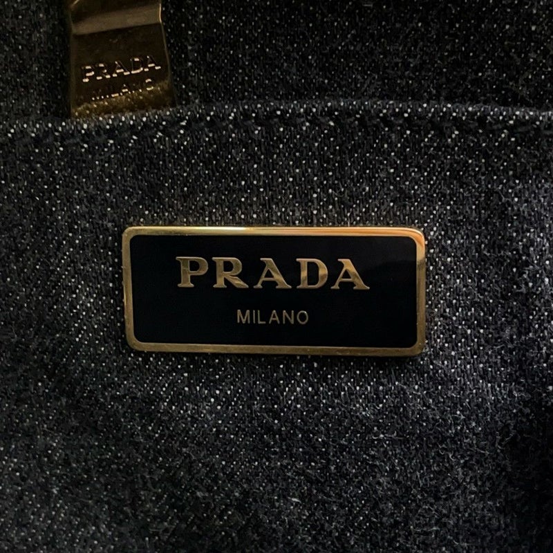 プラダ トートバッグ カナパ CANAPA デニム 1BG439 PRADA 2wayショルダーバッグ 黒