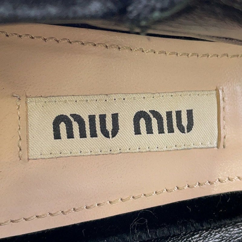 ミュウミュウ パンプス ハイヒール スエード フェイクパール レディースサイズ37 Miu Miu 靴 厚底 黒