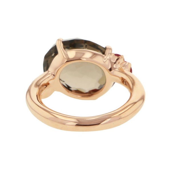 ポメラート リング バイア スモーキークォーツ ルビー K18PGピンクゴールド サイズ約9号 指輪 ジュエリー