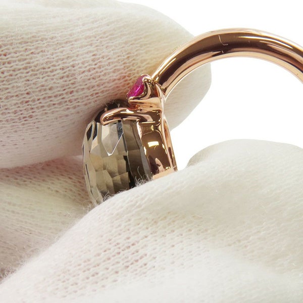 ポメラート リング バイア スモーキークォーツ ルビー K18PGピンクゴールド サイズ約9号 指輪 ジュエリー