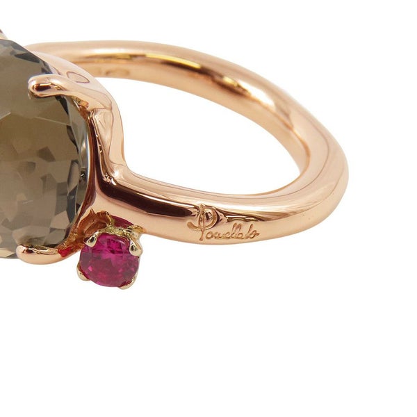 ポメラート リング バイア スモーキークォーツ ルビー K18PGピンクゴールド サイズ約9号 指輪 ジュエリー