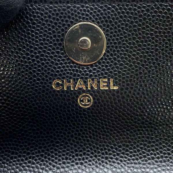シャネル チェーンショルダーバッグ ミニマトラッセ ショルダーポーチ ココマーク キャビアスキン CHANEL 黒