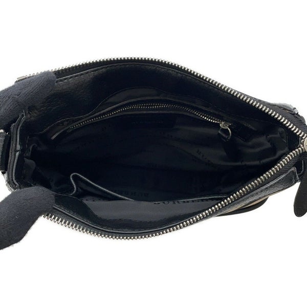 バーバリー ショルダーバッグ チェック キャンバス レザー BURBERRY バッグ 黒