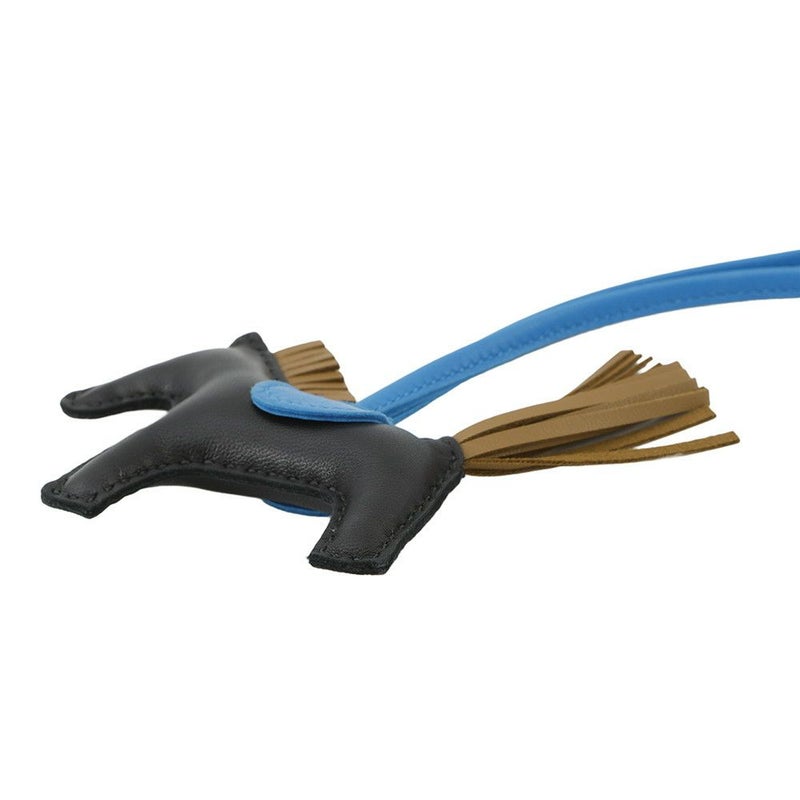 エルメス バッグチャーム ロデオPM ブラック/ゴールド/ブルーザンジバル ラムスキン Y刻印 黒