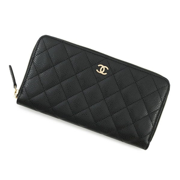 シャネル 長財布 マトラッセ クラシック ロング ジップ ウォレット ココマーク キャビアスキン A50097 CHANEL 黒