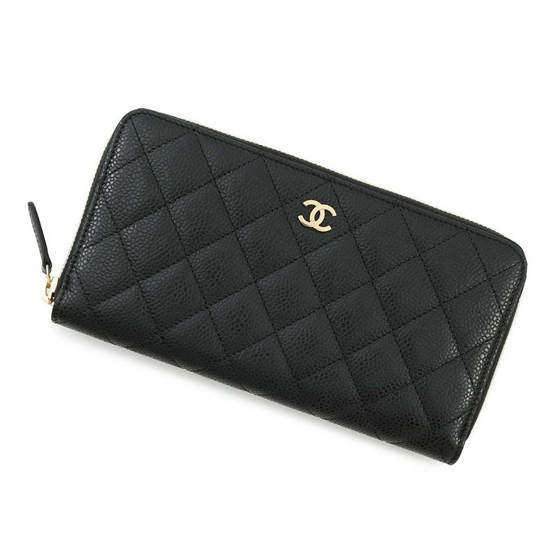 シャネル 長財布 マトラッセ クラシック ロング ジップ ウォレット ココマーク キャビアスキン A50097 CHANEL 黒