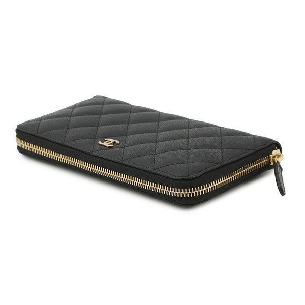 シャネル 長財布 マトラッセ クラシック ロング ジップ ウォレット ココマーク キャビアスキン A50097 CHANEL 黒