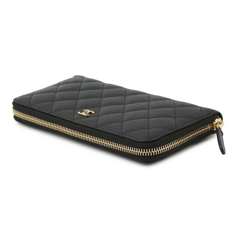 シャネル 長財布 マトラッセ クラシック ロング ジップ ウォレット ココマーク キャビアスキン A50097 CHANEL 黒
