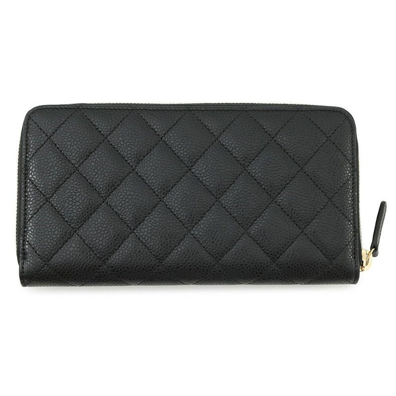 シャネル 長財布 マトラッセ クラシック ロング ジップ ウォレット ココマーク キャビアスキン A50097 CHANEL 黒