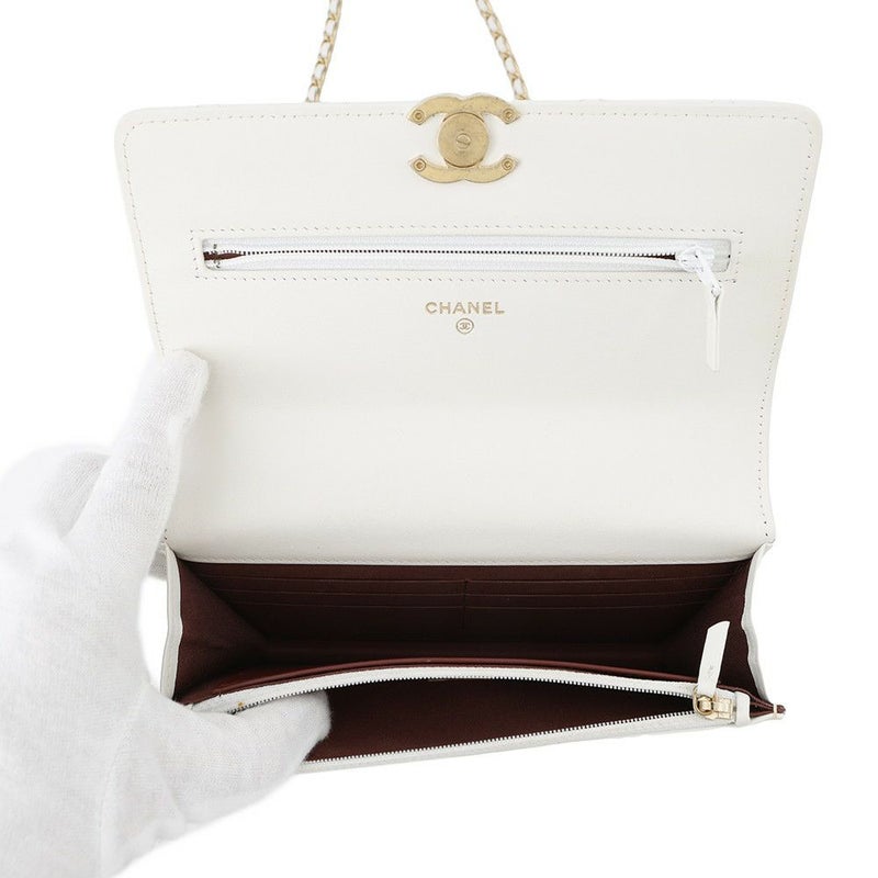 シャネル チェーンウォレット マトラッセ ココマーク ラムスキン AP2289 CHANEL ショルダーバッグ 財布 白