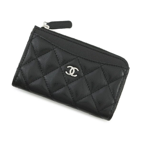 シャネル コインケース マトラッセ ココマーク キャビアスキン AP3179 フラグメント カードケース 黒