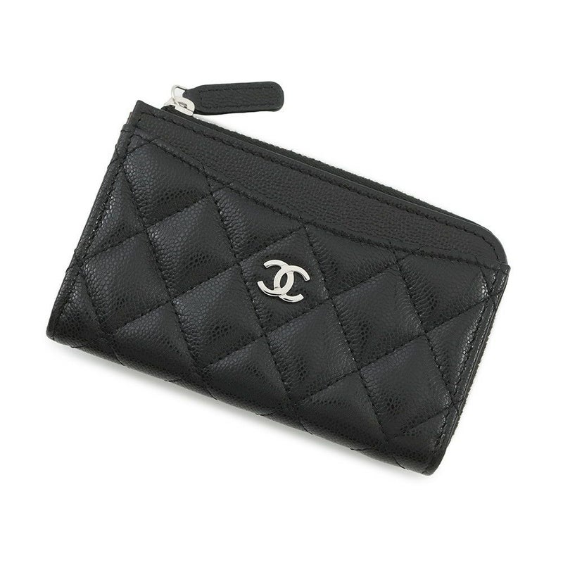 シャネル コインケース マトラッセ ココマーク キャビアスキン AP3179 フラグメント カードケース 黒