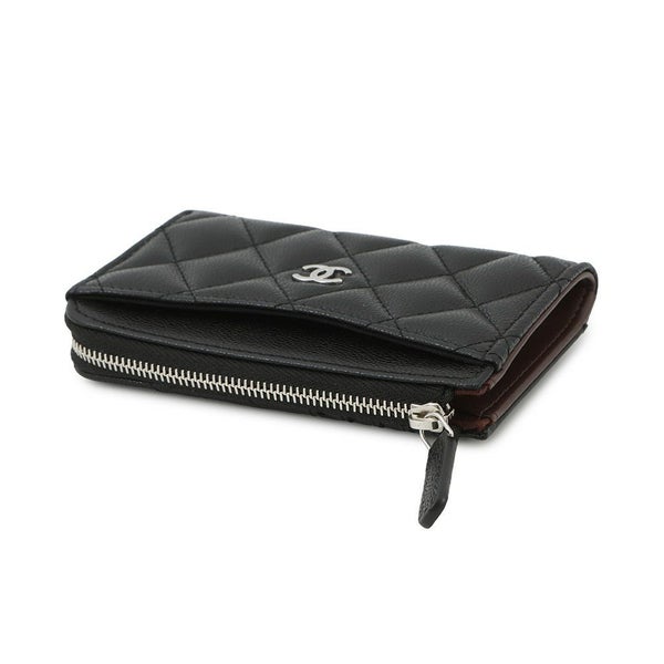 シャネル コインケース マトラッセ ココマーク キャビアスキン AP3179 フラグメント カードケース 黒