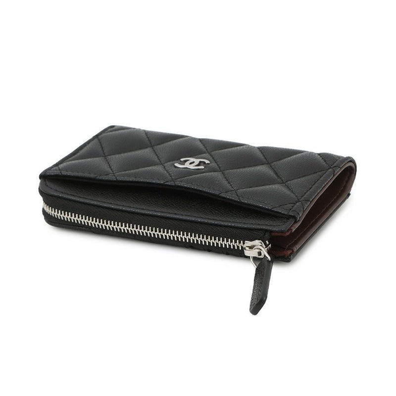 シャネル コインケース マトラッセ ココマーク キャビアスキン AP3179 フラグメント カードケース 黒