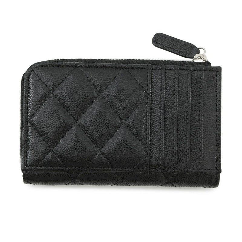 シャネル コインケース マトラッセ ココマーク キャビアスキン AP3179 フラグメント カードケース 黒