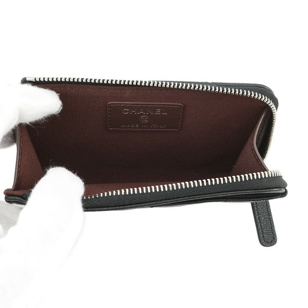 シャネル コインケース マトラッセ ココマーク キャビアスキン AP3179 フラグメント カードケース 黒