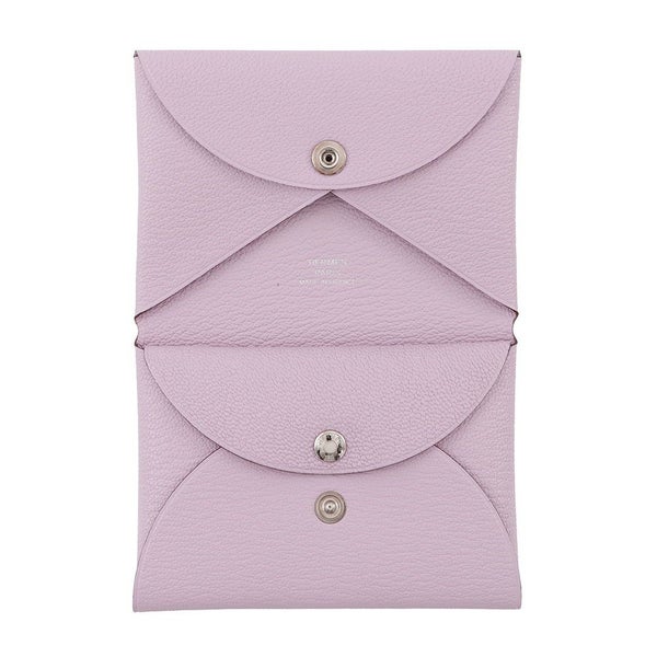 エルメス コインケース カルヴィ デュオ モーヴシルベストル/シルバー金具 シェブルミゾル U刻印 財布 シェーブル