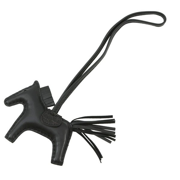 エルメス バッグチャーム ロデオ PM タッチ ブラック ラムスキン/アリゲータマット Z刻印 黒