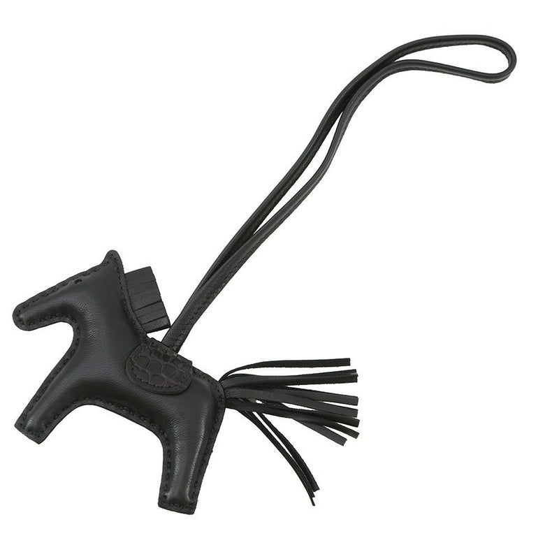 エルメス バッグチャーム ロデオ PM タッチ ブラック ラムスキン/アリゲータマット Z刻印 黒