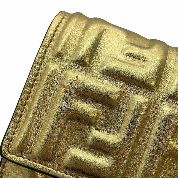 フェンディ 二つ折り財布 エンボス FF 8M0419 FENDI 財布 ゴールド