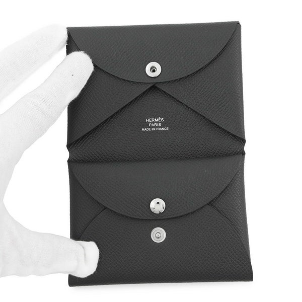 エルメス コインケース カルヴィ デュオ ヴェールマングローブ/シルバー金具 エプソン W刻印 財布