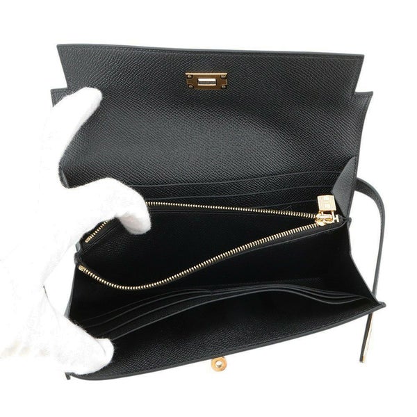 エルメス 長財布 ケリーウォレット ロング ブラック/ゴールド金具 エプソン D刻印 HERMES 財布 黒