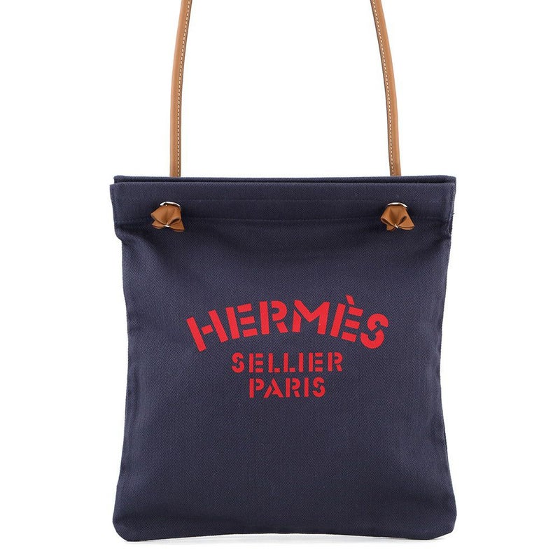 エルメス ショルダーバッグ サック アリーヌMM ブルーインディゴ/ゴールド/シルバー金具 トワルシェブロン K刻印