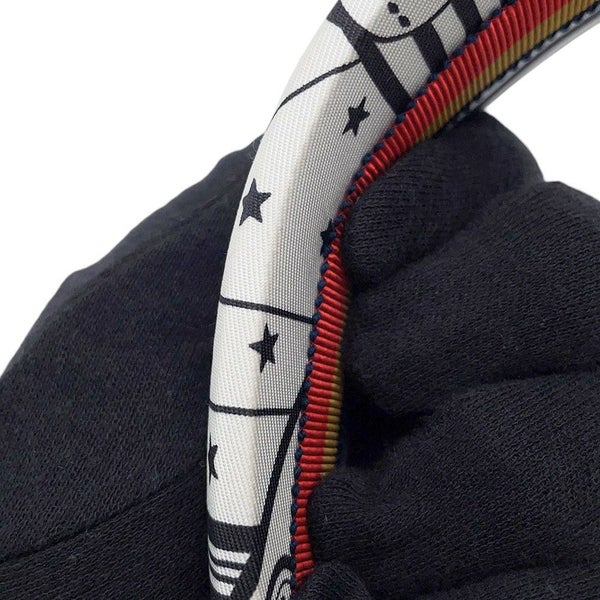 エルメス カチューシャ ジナ ジグザグ シルク HERMES ヘアアクセサリー 白 黒