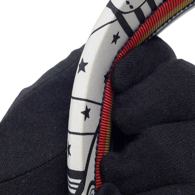 エルメス カチューシャ ジナ ジグザグ シルク HERMES ヘアアクセサリー 白 黒