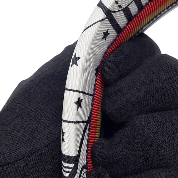 エルメス カチューシャ ジナ ジグザグ シルク HERMES ヘアアクセサリー 白 黒