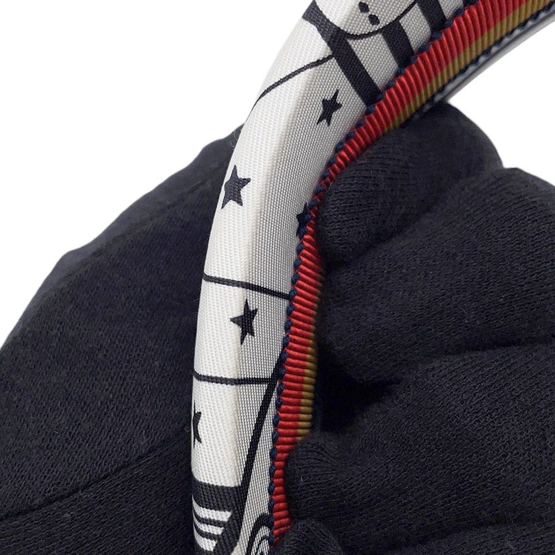 エルメス カチューシャ ジナ ジグザグ シルク HERMES ヘアアクセサリー 白 黒