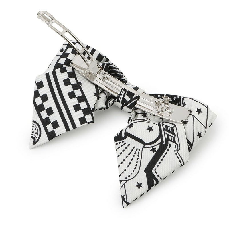 エルメス バレッタ グルネル ジグザグ PM HERMES シルク 白 黒