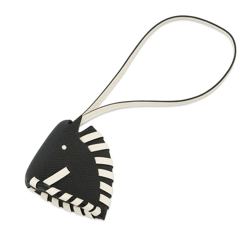 エルメス バッグチャーム シュバル トレッセ　ブラック/ナタ エプソン K刻印 HERMES チャーム 黒