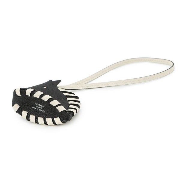 エルメス バッグチャーム シュバル トレッセ　ブラック/ナタ エプソン K刻印 HERMES チャーム 黒