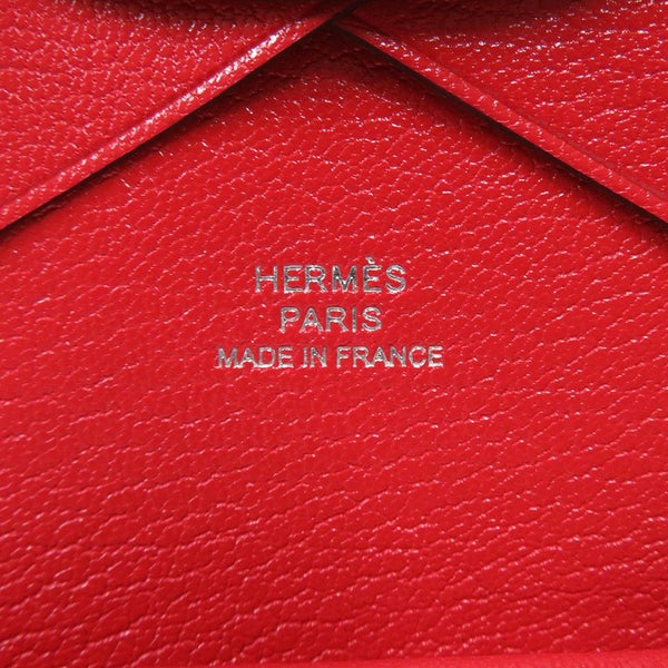 エルメス コインケース カルヴィ デュオ ルージュクー/シルバー金具 シェブルシャムキラ W刻印