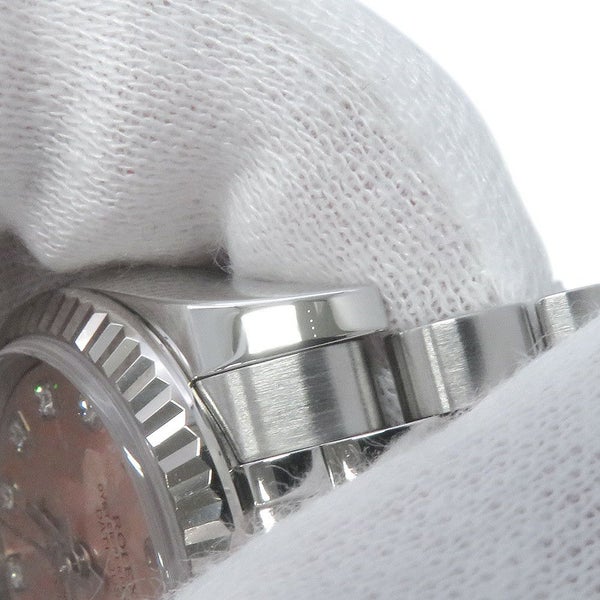 ロレックス デイトジャスト26 SS/K18WGホワイトゴールド 10Pダイヤ 179174G 腕時計 ピンクゴールドクリスタル文字盤