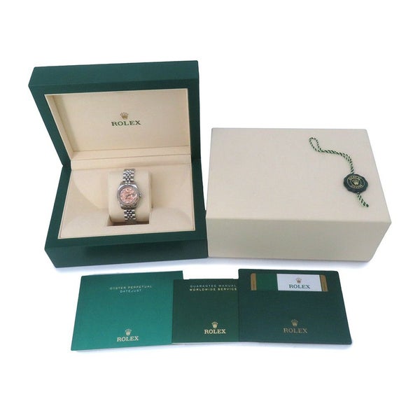 ロレックス デイトジャスト26 SS/K18WGホワイトゴールド 10Pダイヤ 179174G 腕時計 ピンクゴールドクリスタル文字盤