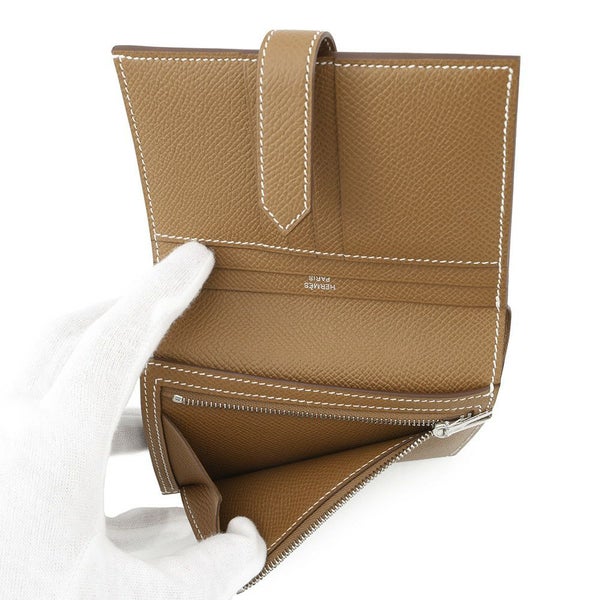 エルメス 二つ折り財布 ベアンコンパクト ゴールド/シルバー金具 エプソン W刻印 財布